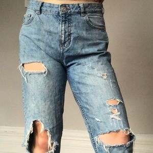 Mango “Mom” high waisted ripped jeans